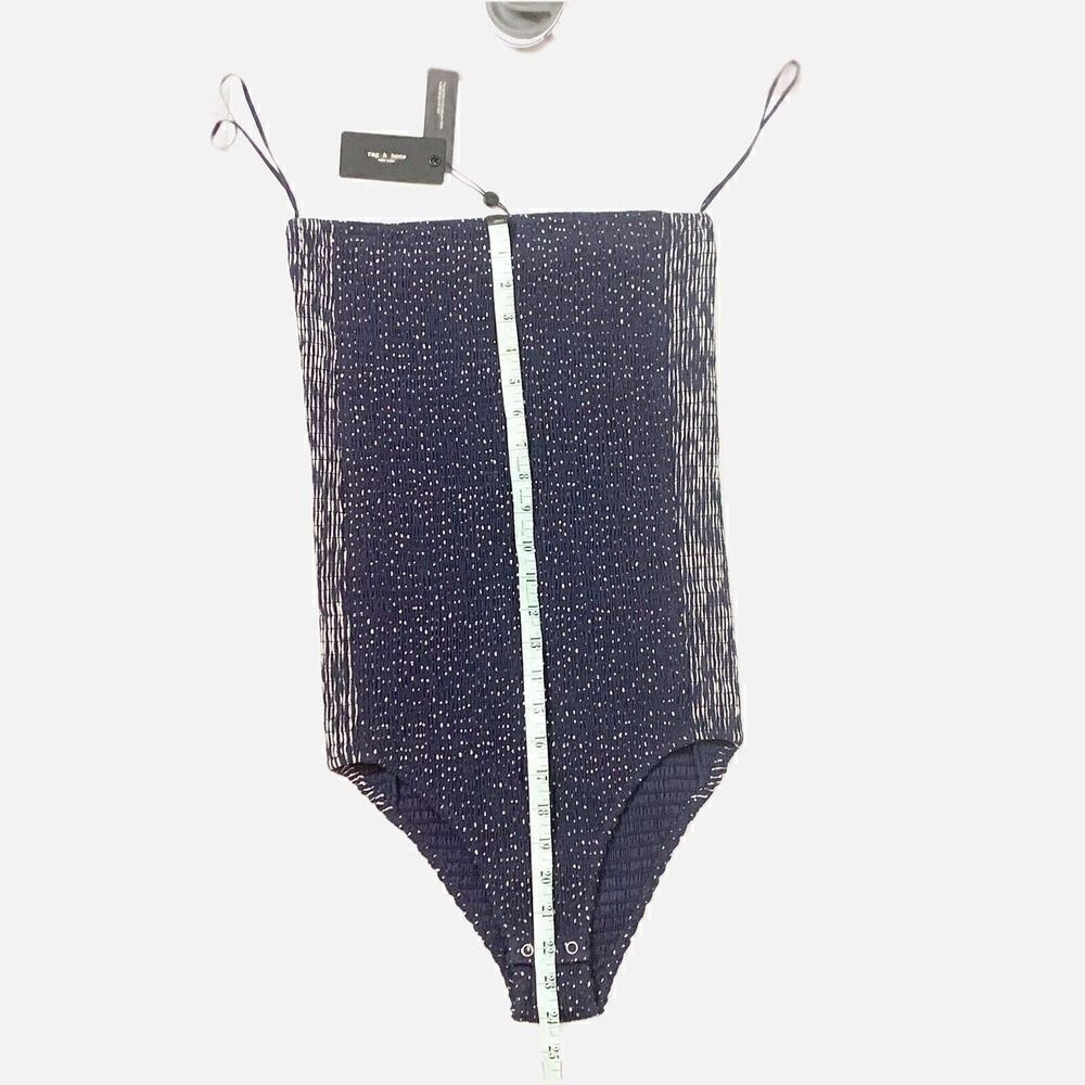 RAG & BONE New York Aster Strapless Smocked Printed Bodysuit Top Women’s Size 8 - Picture 11 of 12